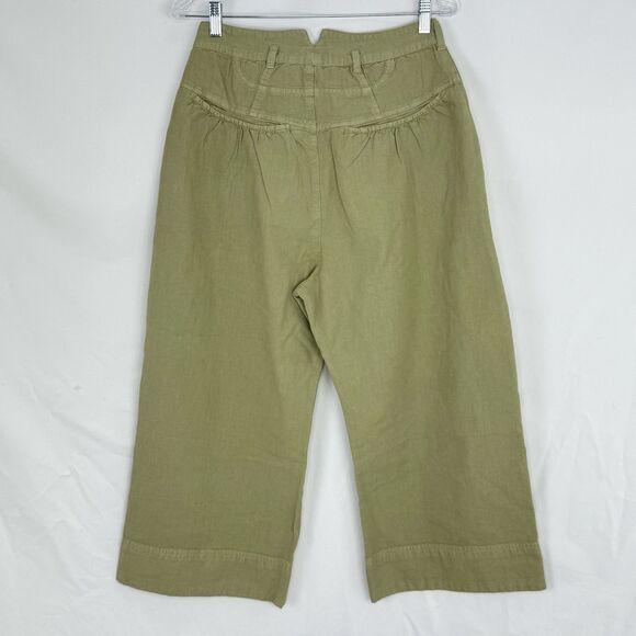 Free People Sweet Talk Cotton Wide Leg Chino Pants In Dried Aloe NWOT $128 Sz 27 - Picture 5 of 14